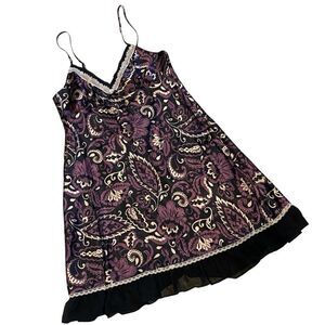 Women's Apt. 9 Black and Purple Paisley Slip Dress Size Small